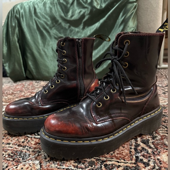 Dr. Martens Dark Red Leather Lace-Up Boots - Picture 6 of 10